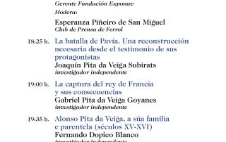 Programa da Xornada Científica de Divulgación Histórica no V Centenario da Batalla de Pavía.